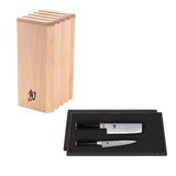 KAI Shun Hinoki Knife Block and Classic Series Kitchen Knife Set