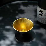 日本【能作】金箔.錫富士山風情 純錫清酒杯 桐箱禮盒套裝 Paulownia Box for 2 of Tin Sake Cup FUJIYAMA