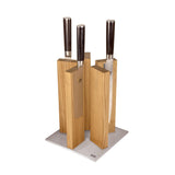 日本 旬 橡木 岩石陣磁石刀座 配不鏽鋼底座 可收納10把刀