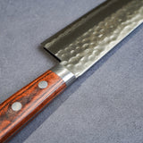 日本 增谷刃物 訓平作 VG10鋼 槌目大馬士革紋 刻流 桃花芯木柄 三德刀 170mm