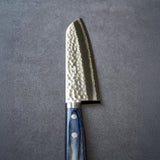 日本 增谷刃物 訓平作 VG10鋼 槌目大馬士革紋 刻流 藍柄 三德刀 170mm