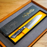 日本 增谷刃物 訓平作 VG10鋼 槌目大馬士革紋 刻流 藍柄 三德刀 170mm