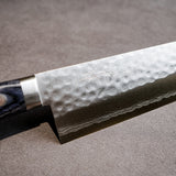 日本 增谷刃物 訓平作 VG10鋼 槌目大馬士革紋 刻流 藍柄 三德刀 170mm