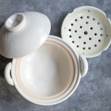 日本【長谷園】伊賀燒 多功能蒸煮兩用土鍋 白色