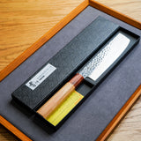 Sakai Takayuki Saiu 33-Layer VG10 Damascus Hammered Nakiri Knife Octagonal Handle 160mm