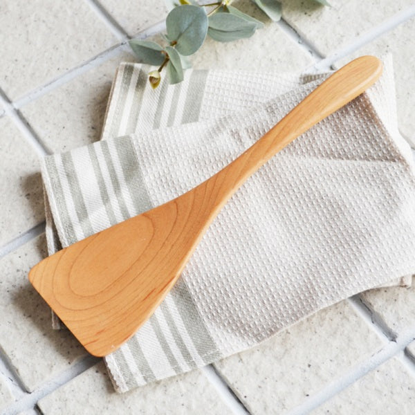 SALIU Natural Cherry Wood Flat Spatula