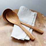 SALIU Natural Teak Wood Shallow Sharing Ladle