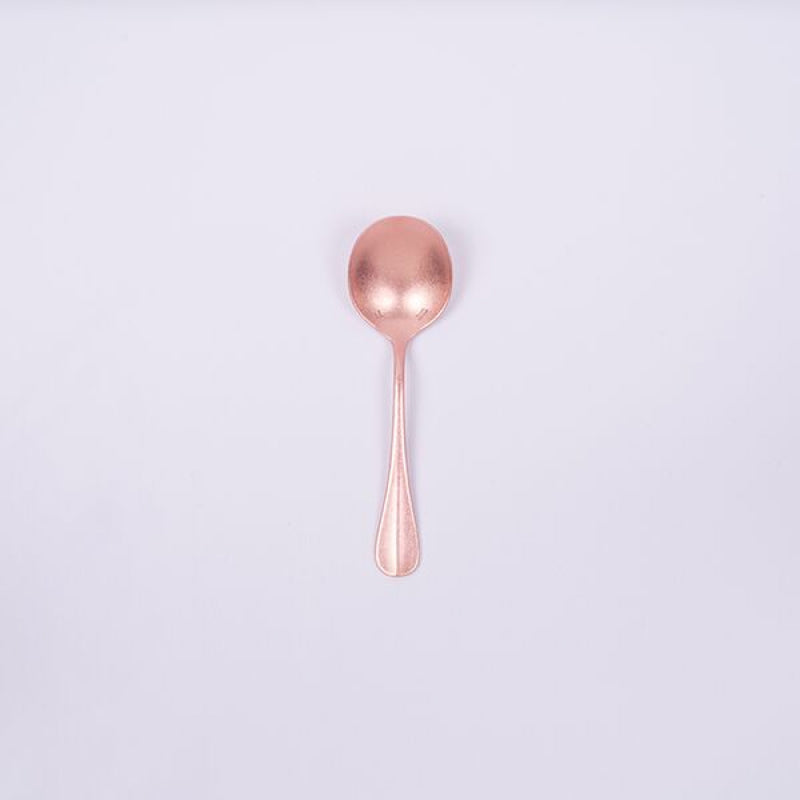 日本青芳 VINTAGE系列 不鏽鋼湯匙 粉紅玫瑰金 BAGUETTE CLASSIC BOUILLON SPOON PINK GOLD