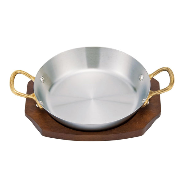 Nakao Stainless Steel Paella Pan with Wooden Plate King-Denji Series D-23