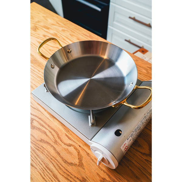 Nakao Stainless Steel Paella Pan with Wooden Plate King-Denji Series D-23【Pre-order: Restock in late December】