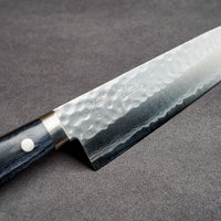 日本 增谷刃物 訓平作 VG10鋼 槌目大馬士革紋 刻流 藍柄 牛刀主廚刀 180mm