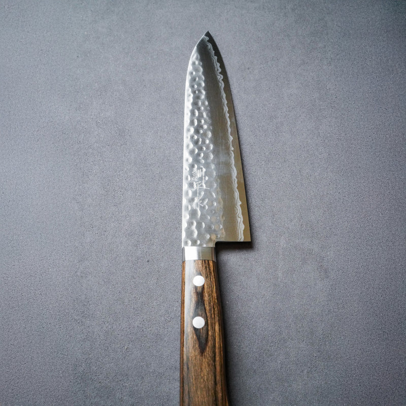 Masutani Hamono VG10 Kokuryu Damascus Tsuchime Gyuto Knife 180mm Scotch Western Handle