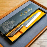 Masutani Hamono VG10 Kokuryu Damascus Tsuchime Gyuto Knife 180mm Scotch Western Handle