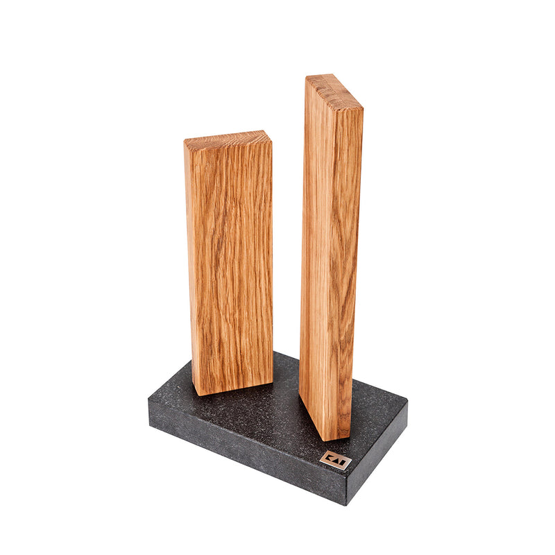 SHUN Stonehenge Magnet Knife Block (Oak) with Granite Base for 4 Knives