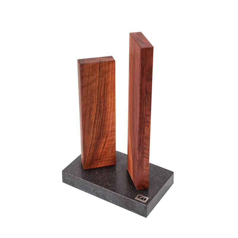 SHUN Stonehenge Magnet Knife Block (Walnut) with Granite Base for 4 Knives