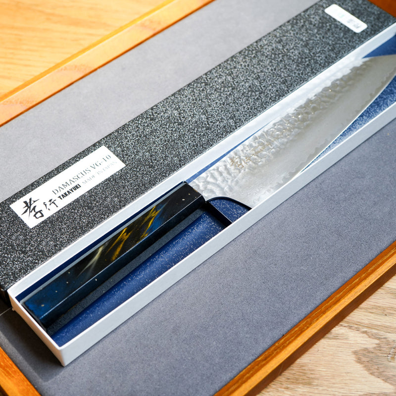 Sakai Takayuki Saiu 33-Layer VG10 Damascus Hammered Kiritsuke Gyuto Knife 190mm