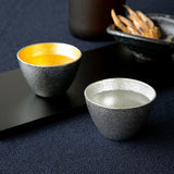 日本【能作】金箔．錫 純錫清酒杯 桐箱禮盒套裝 Paulownia Box for 2 of Tin Sake Cup