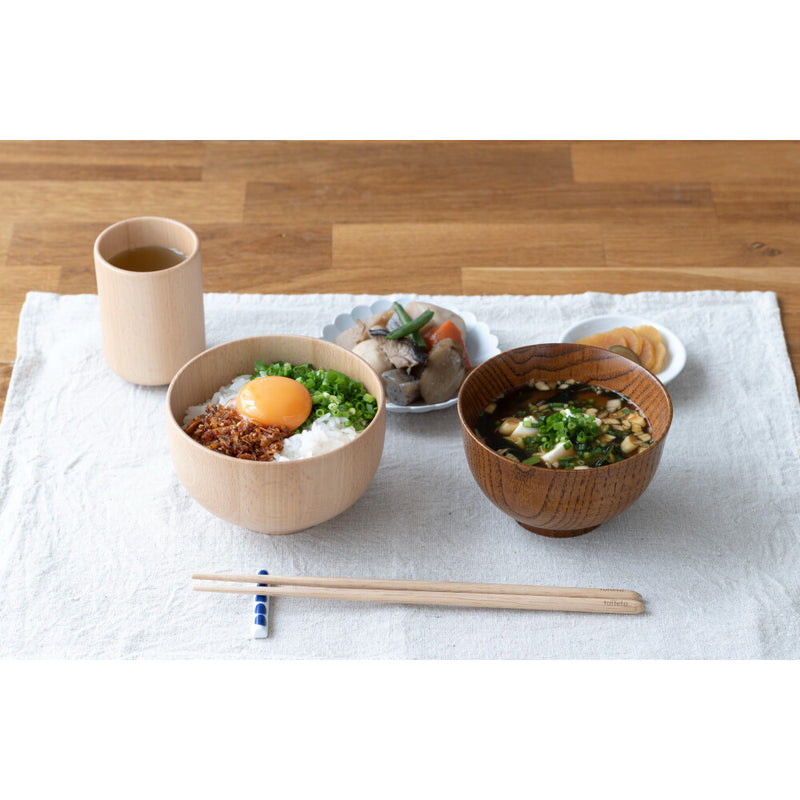 Taffeta beech wood round rice bowl 12cm