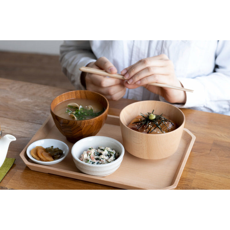 日本taffeta 櫸木 圓形有角飯碗 12厘米