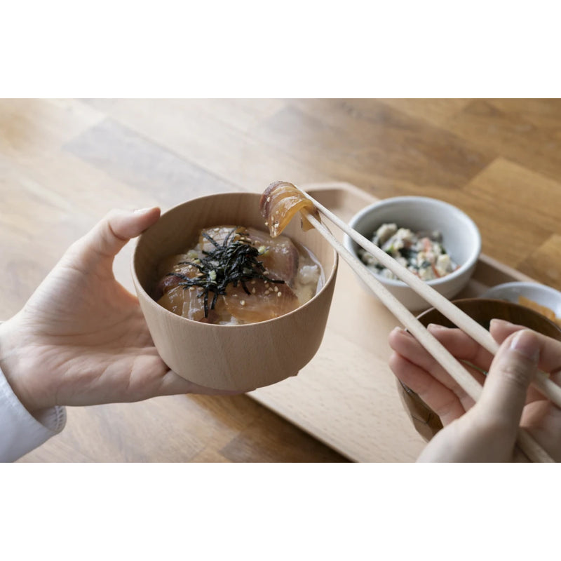 日本taffeta 櫸木 圓形有角飯碗 12厘米