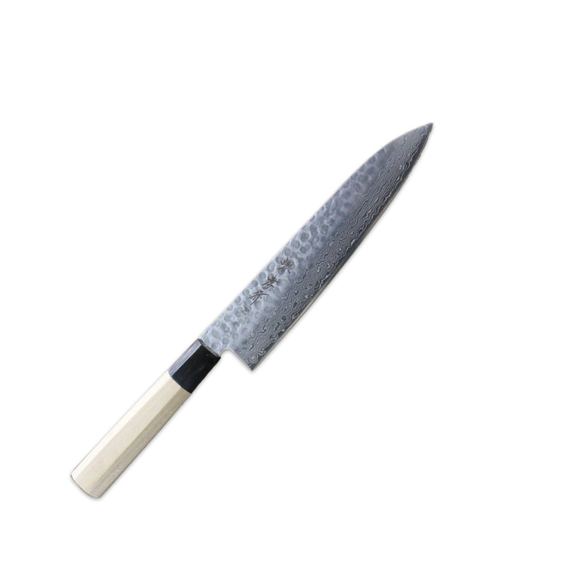 Sakai Takayuki 45-Layer AUS10 Damascus Hammered Gyuto Knife 210mm