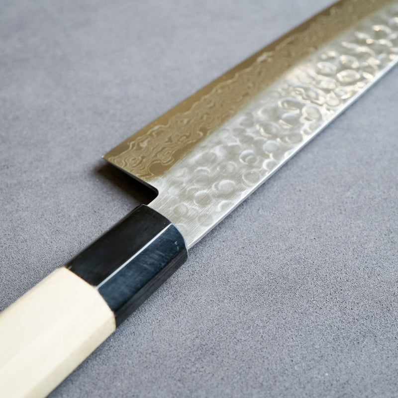 Sakai Takayuki 45-Layer AUS10 Damascus Hammered Gyuto Knife 210mm