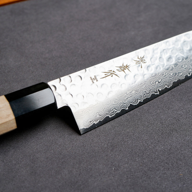 Sakai Takayuki 45-Layer AUS10 Damascus Hammered Santoku Knife 180mm