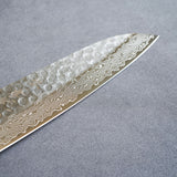 Sakai Takayuki 45-Layer AUS10 Damascus Hammered Santoku Knife 180mm