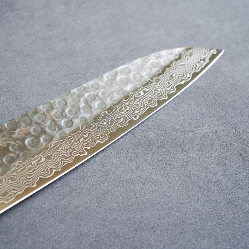Sakai Takayuki 45-Layer AUS10 Damascus Hammered Santoku Knife 180mm
