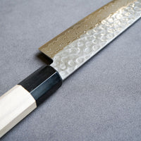 Sakai Takayuki 45-Layer AUS10 Damascus Hammered Santoku Knife 180mm