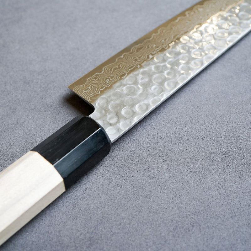 Sakai Takayuki 45-Layer AUS10 Damascus Hammered Santoku Knife 180mm