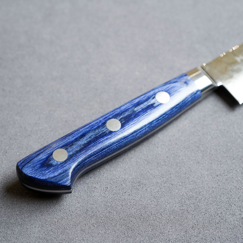 Sakai Takayuki 33-Layer VG10 Damascus Hammered Petit Knife with Blue Handle 150mm