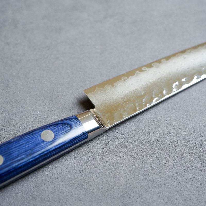 Sakai Takayuki 33-Layer VG10 Damascus Hammered Petit Knife with Blue Handle 150mm