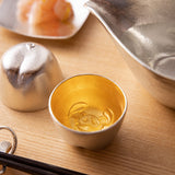 Nousaku Fortune Pig Tin Sake Cup with Gold Leaf