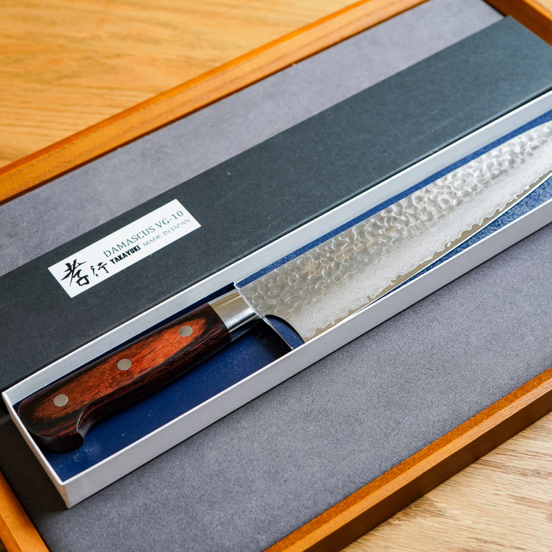 Sakai Takayuki 33-Layer VG10 Damascus Hammered Gyuto Knife 240mm