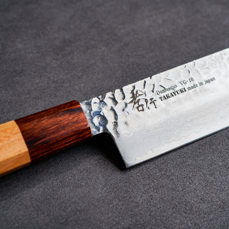 Sakai Takayuki Saiu 33-Layer VG10 Damascus Hammered Nakiri Knife Octagonal Handle 160mm