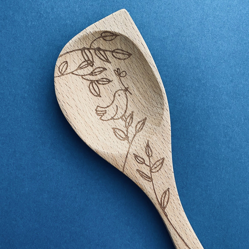 Talisman Beechwood Corner Spoon - Bird Pattern