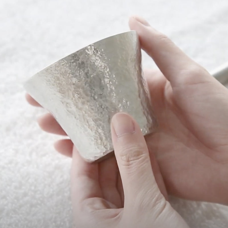 日本【能作】純錫清酒杯鎚目兩入組 Hammered Tin Sake Cup DIY Kit Set of 2