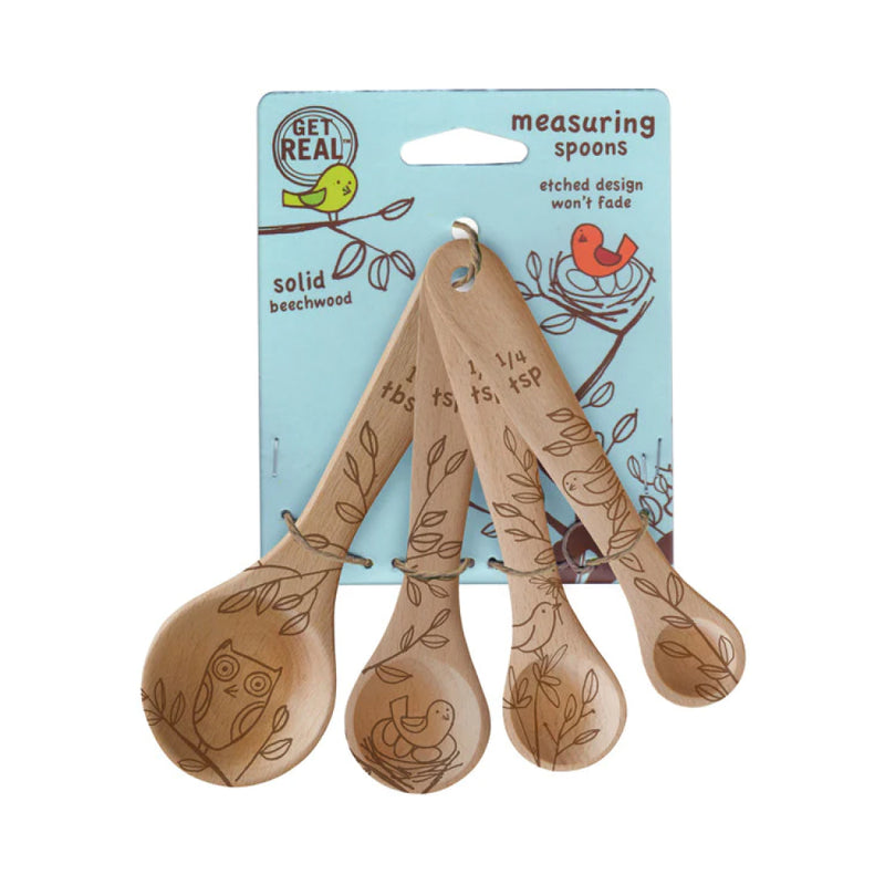 Talisman Designs Beechwood Measuring Spoons - Bird Pattern