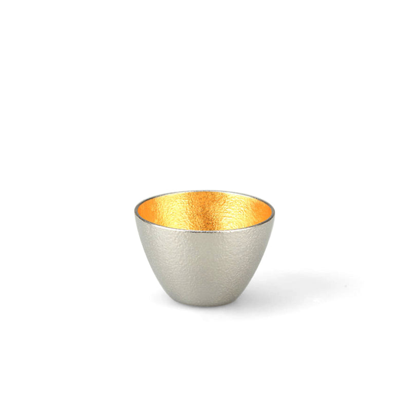 Nousaku Pure Tin Sake Cup with Gold Leaf