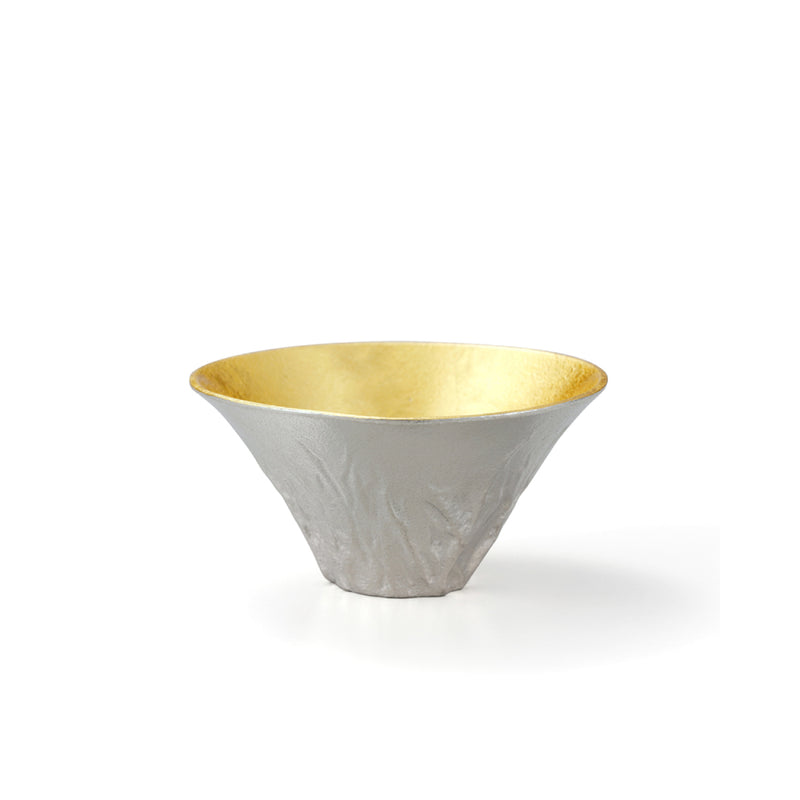 Nousaku Pure Tin Sake Cup with Gold Leaf FUJIYAMA